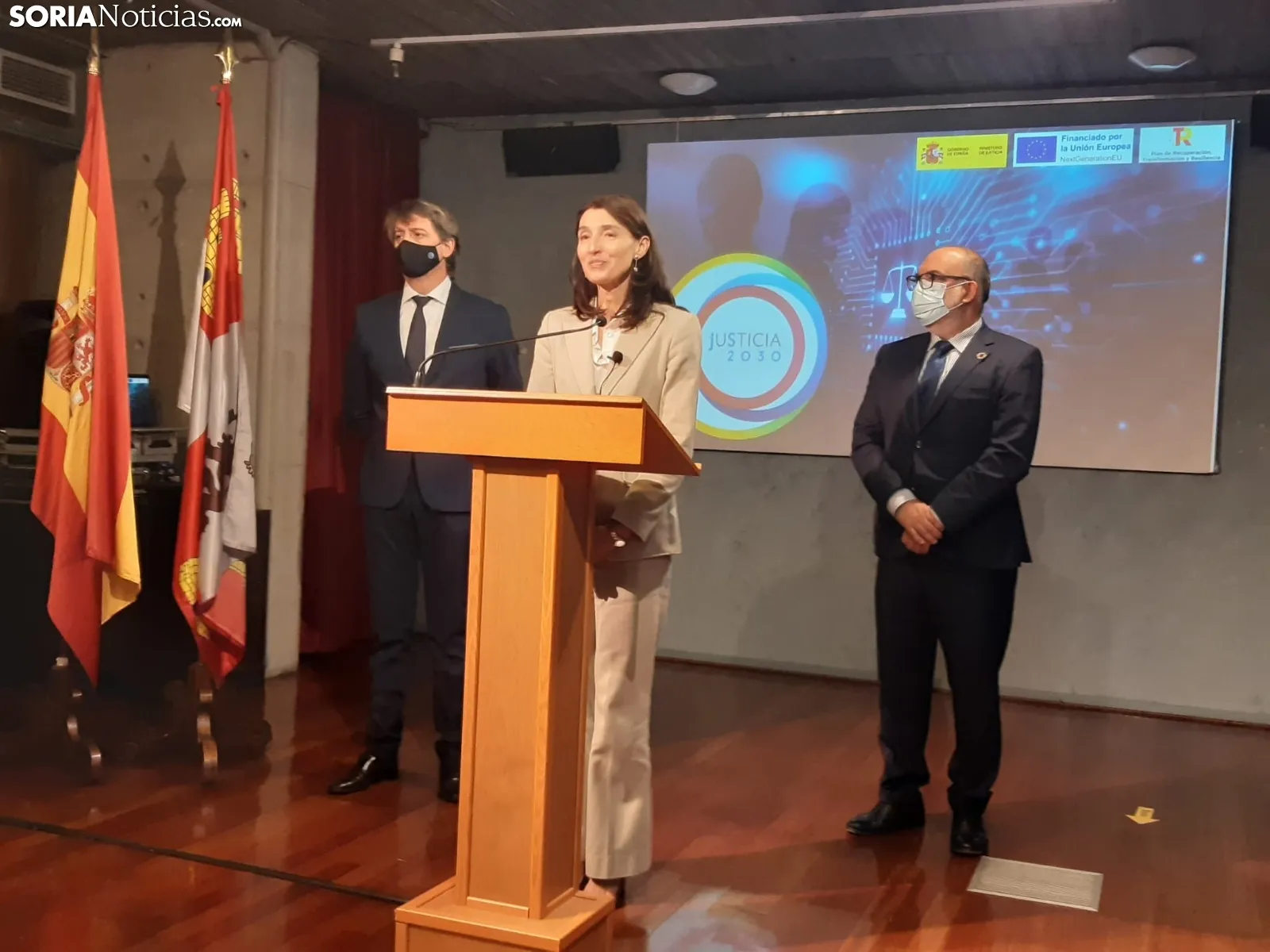 Pilar Llop, ministra de Justicia, presenta el Plan Justicia 2030 en Soria.