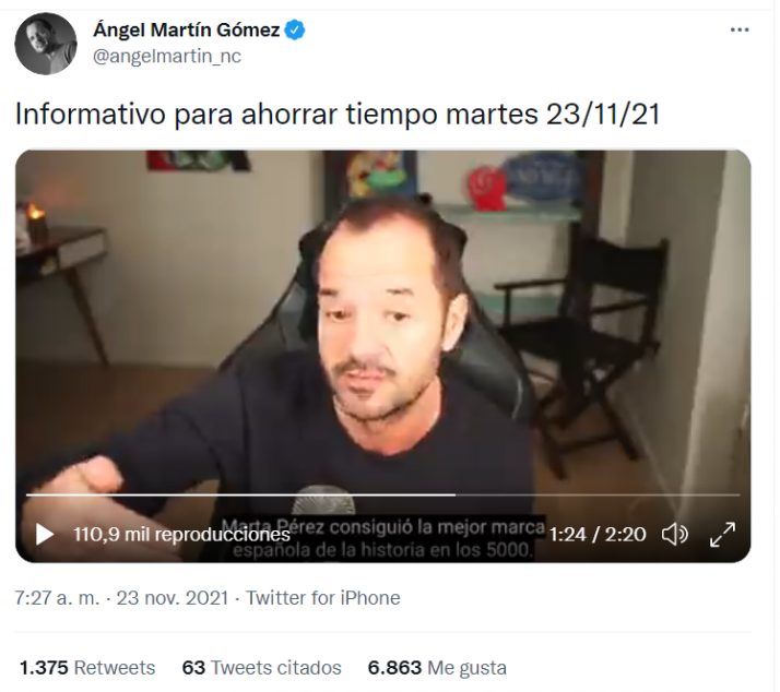 El informativo matinal de Ángel Martín se hace eco del récord de Marta Pérez en la 5K