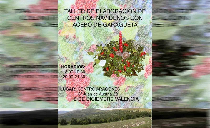 Talleres de ornamentación con acebo en la Casa de Soria en Valencia 