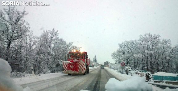 Estado de las carreteras: 16 tramos afectados por nieve y hielo en Soria este lunes