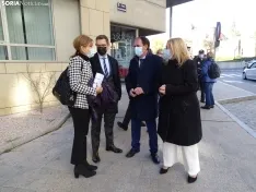 Una imagen de la comparecencia de Alfonso Fernández Mañueco hoy en Soria. /SN
