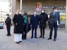 Una imagen de la comparecencia de Alfonso Fernández Mañueco hoy en Soria. /SN