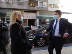 Una imagen de la comparecencia de Alfonso Fernández Mañueco hoy en Soria. /SN