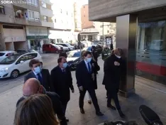 Una imagen de la comparecencia de Alfonso Fernández Mañueco hoy en Soria. /SN