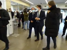 Una imagen de la comparecencia de Alfonso Fernández Mañueco hoy en Soria. /SN