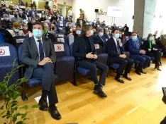 Una imagen de la comparecencia de Alfonso Fernández Mañueco hoy en Soria. /SN