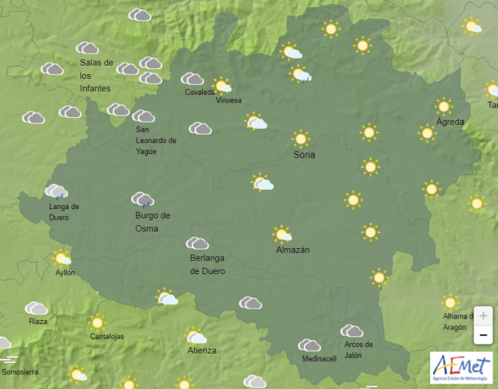 El Tiempo en Soria: Sábado con escasas precipitaciones 