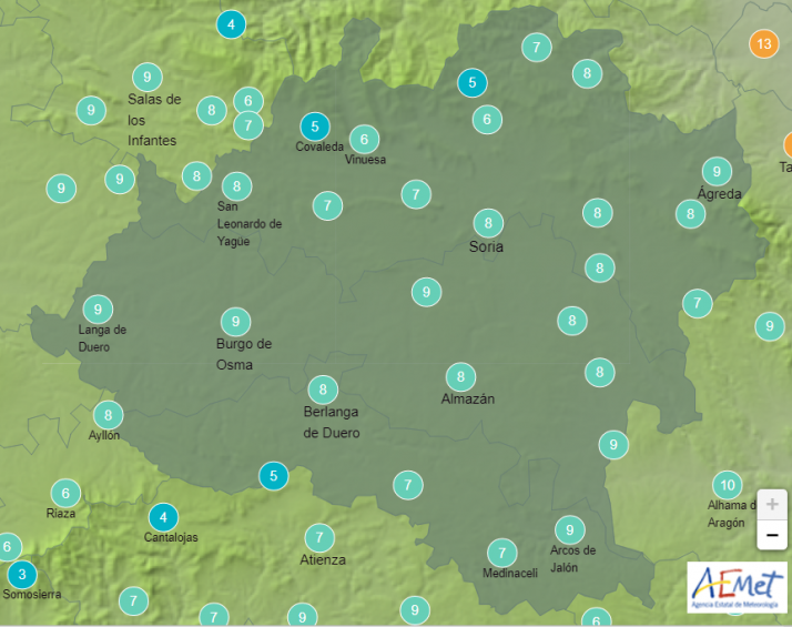 El Tiempo en Soria: Lunes nuboso en la provincia