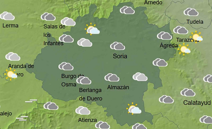 El tiempo en Soria: Nubosidad y mejora en las mínimas