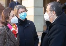Una imagen de la visita de la ministra hoy a Soria. /Julián García