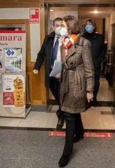 Una imagen de la visita de la ministra hoy a Soria. /Julián García