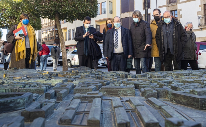 Un momento de la visita de Iceta a la ciudad de Soria. 