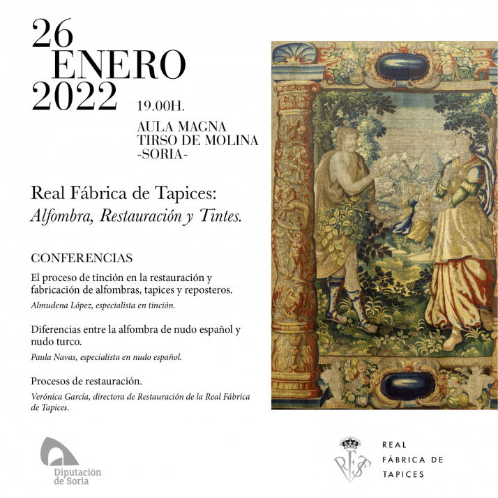 Soria se licenciará en tapices con una conferencia de la Real Fábrica el próximo miércoles