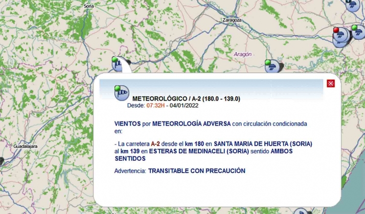 El viento condiciona el tráfico entre Huerta y Esteras