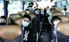Imagen del viaje en autobús del pasado sábado de dos de los equipos infantiles del Club Soria Baloncesto