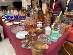 El alcalde Antonio Pardo y el teniente alcalde Luis Cuesta en la inauguración de la I Feria de Antigüedades de El Burgo de Osma
