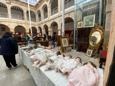El alcalde Antonio Pardo y el teniente alcalde Luis Cuesta en la inauguración de la I Feria de Antigüedades de El Burgo de Osma