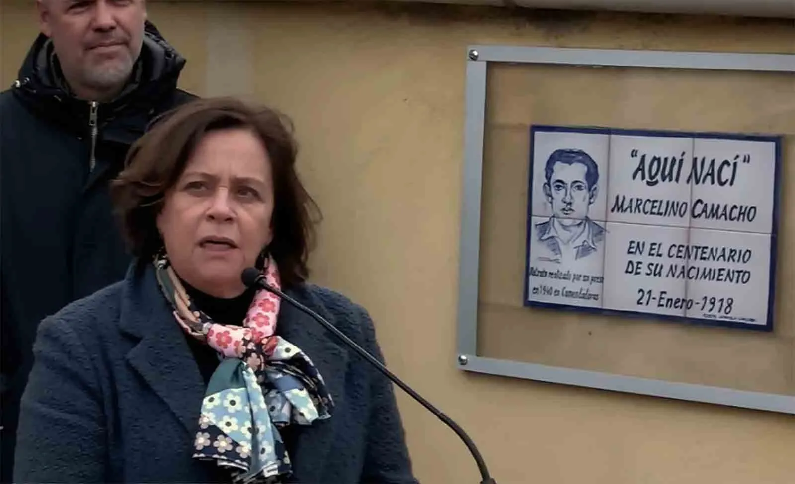 Henar Moreno, de IU, en su intervención durante el acto de homenaje. /CCOO- M Audiovisuales