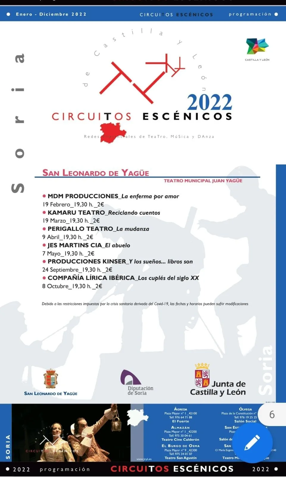 El calendario de las funciones 