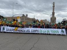 Pancarta de ASAJA Soria durante la manifestación. /ASAJA