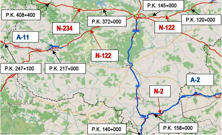 Adjudicada la instalación de barreras de seguridad en tramos de la N-122, N-234 y N-2