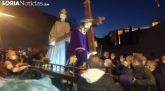 Una imagen de la procesión de este Viernes Santo en Berlanga de Duero. 