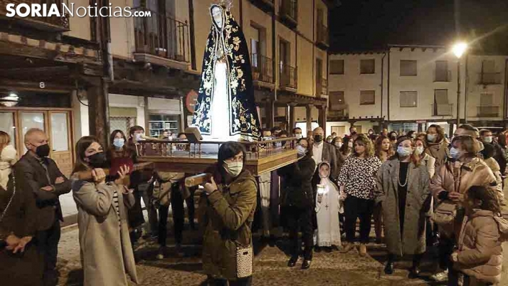 Una imagen de la procesión de este Viernes Santo en Berlanga de Duero. 