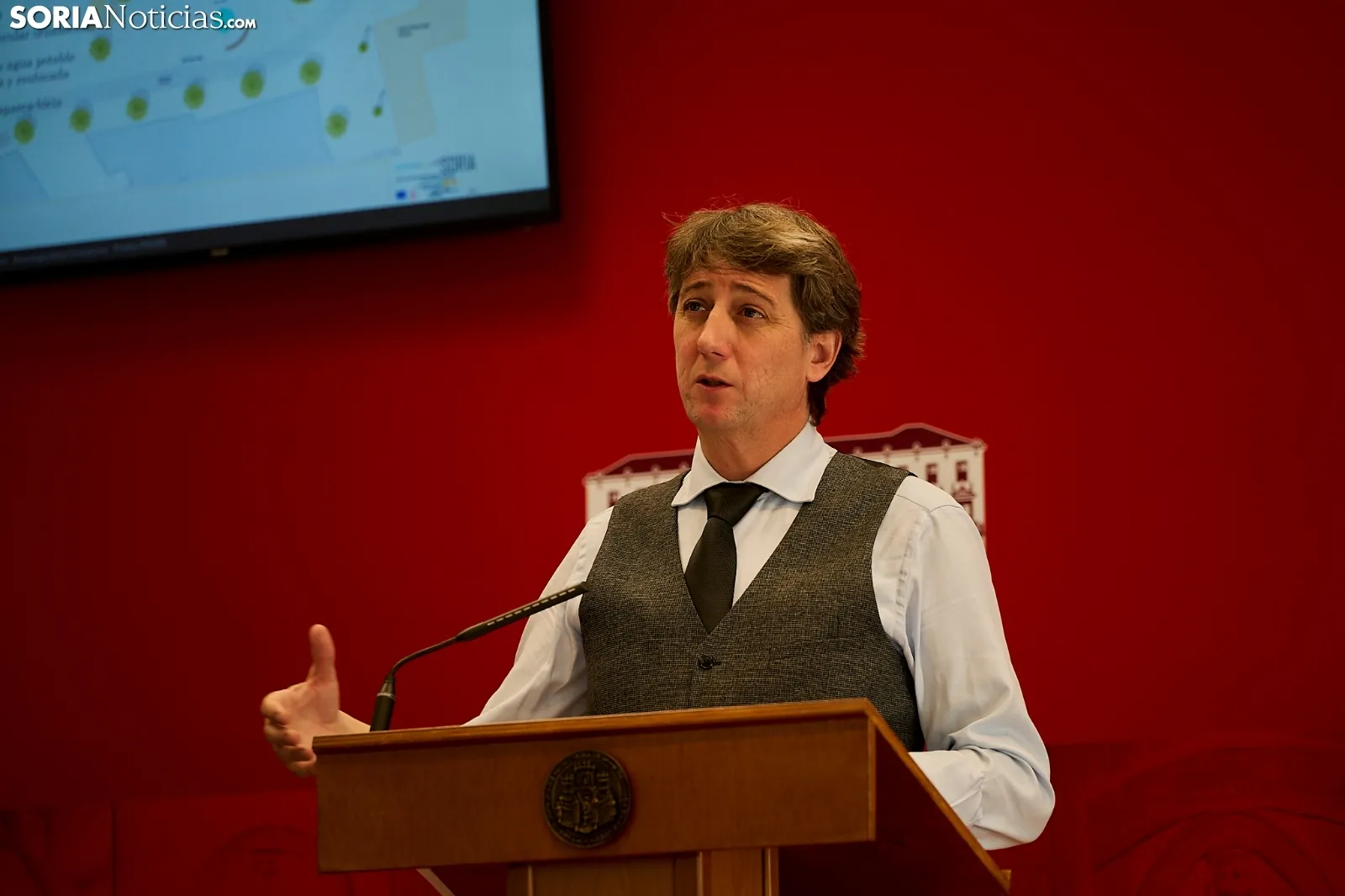 Mínguez, hoy, en rueda de prensa. Cirilo Vargas. 