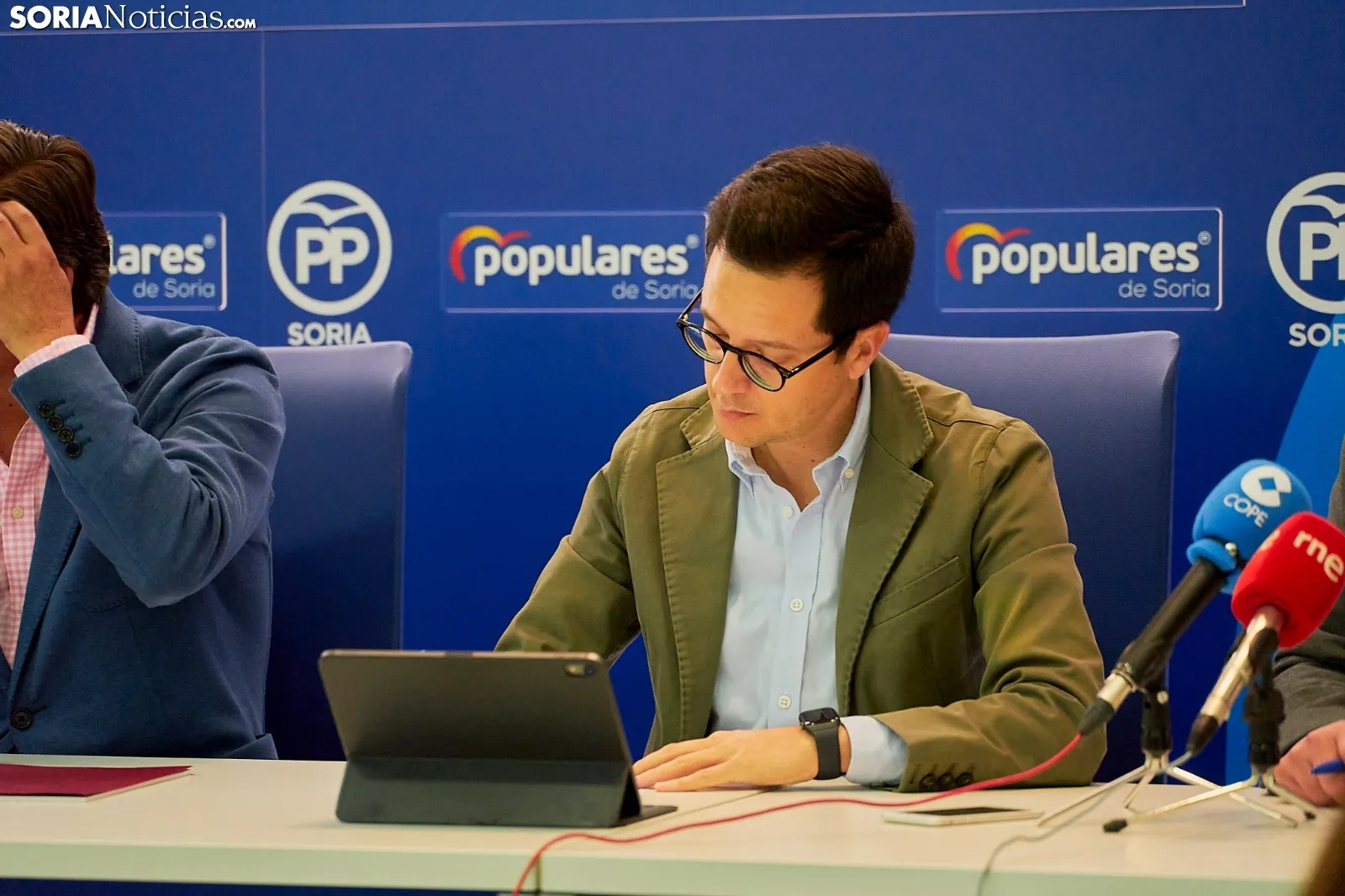 Rueda de prensa del PP de Soria esta mañana. Cirilo Vargas. 