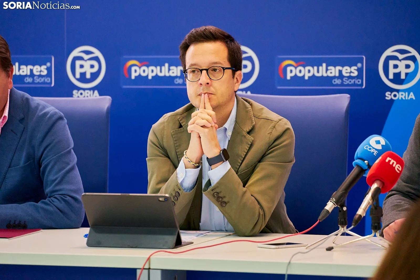Rueda de prensa del PP de Soria esta mañana. Cirilo Vargas. 