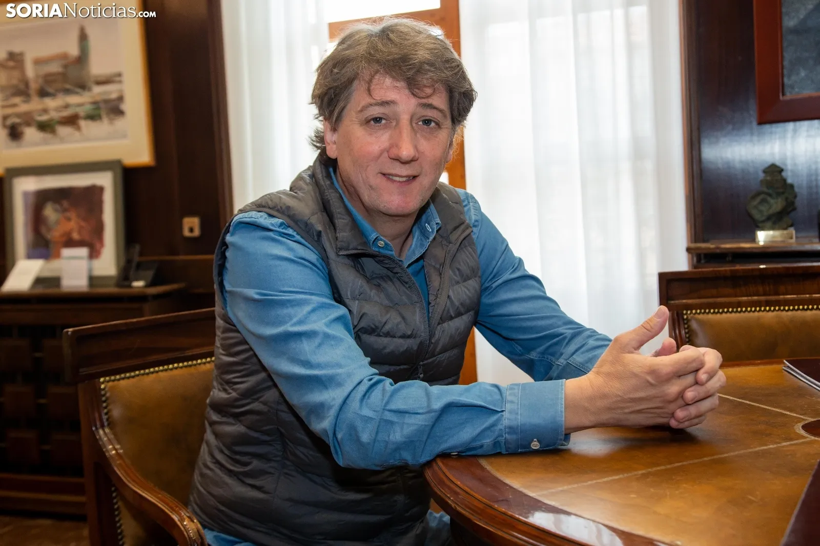 Carlos Martínez Mínguez, alcalde de Soria, durante su entrevista con Soria Noticias. María Ferrer