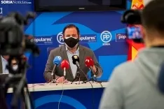 Rueda de prensa del PP de Soria esta mañana. Cirilo Vargas. 
