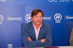 Rueda de prensa del PP de Soria esta mañana. Cirilo Vargas. 