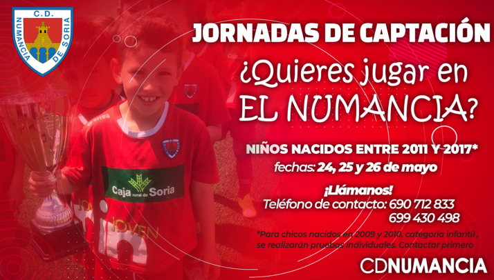 El Numancia lanza unas jornadas de captación para los nacidos entre 2011 y 2017