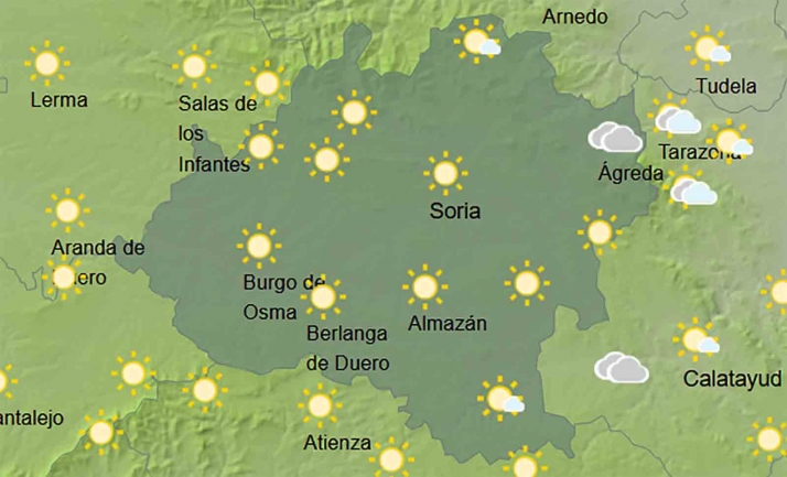 El tiempo en Soria: Soleado y mejoran las máximas