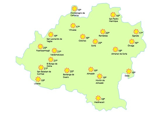 El tiempo de Soria a las 15:00 horas/ eltiempo.es