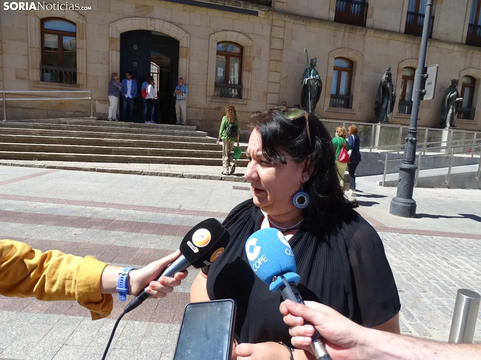 Una imagen de la concentración en el Palacio Provincial hoy. /SN 