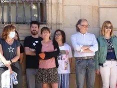 Una imagen de la concentración en el Palacio Provincial hoy. /SN 