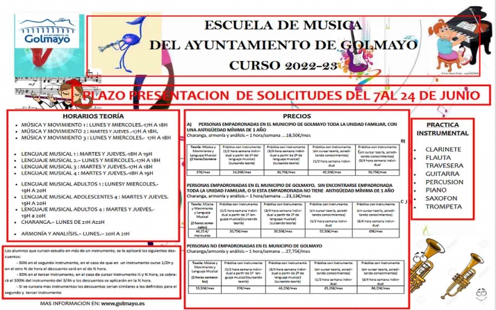 Abre la matrícula para la Escuela de Música de Golmayo