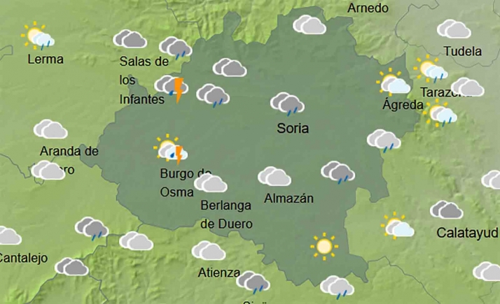 El tiempo en Soria: Nublado y tormentas