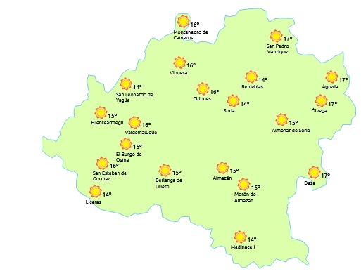 El tiempo de Soria a las 15:00 horas/ eltiempo.es