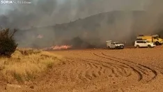 Una imagen del fuego esta tarde en Ágreda. /SN