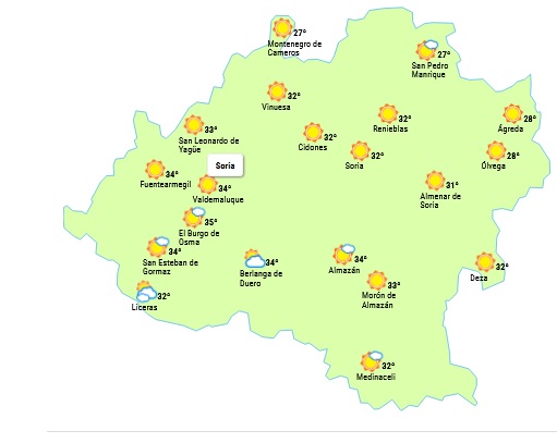 El tiempo de Soria a las 15:00 horas/ eltiempo.es