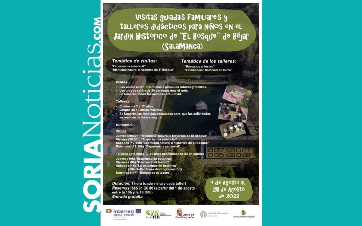 Cultura, Turismo y Deporte desarrolla actividades gratuitas durante agosto en el Jardín Histórico de El Bosque de Béjar