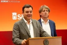 Virginia Barcones, Víctor Fernández y Carlos Martínez en Soria. /María Ferrer