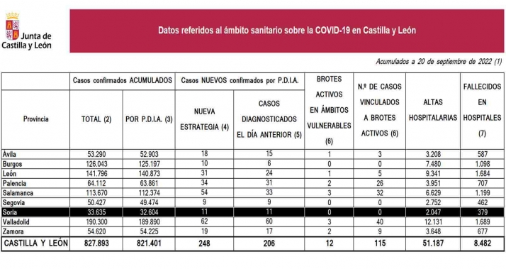 Coronavirus en Soria: Veinte nuevos contagios despés del viernes