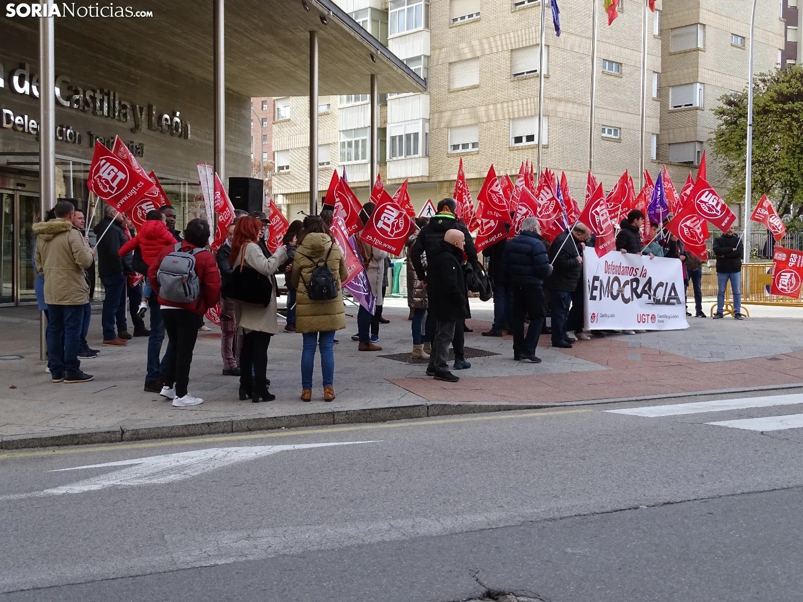 Una imagen de la concentración de UGT Soria hoy. /SN