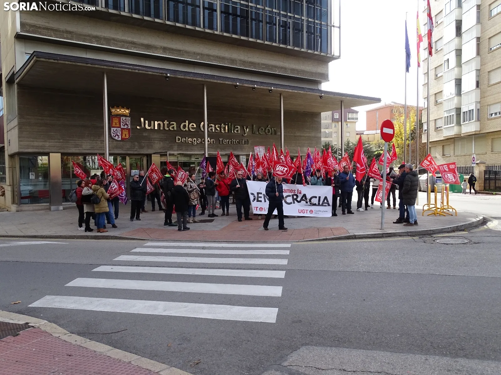 Una imagen de la concentración de UGT Soria hoy. /SN