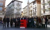 Los firmantes del acuerdo este domingo en la plaza del Torico, en Teruel. 