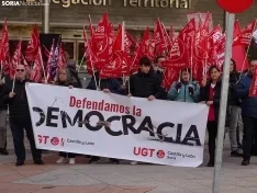 Una imagen de la concentración de UGT Soria hoy. /SN